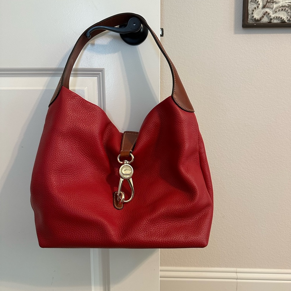 Dooney & Bourke Red and Brown Leather Hobo Bag